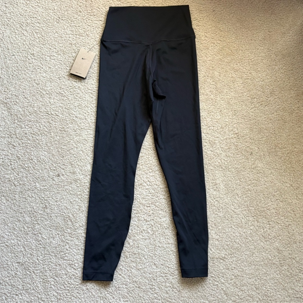 Nike Black High-Waist Leggings with White Swoosh - Picture 2 of 3